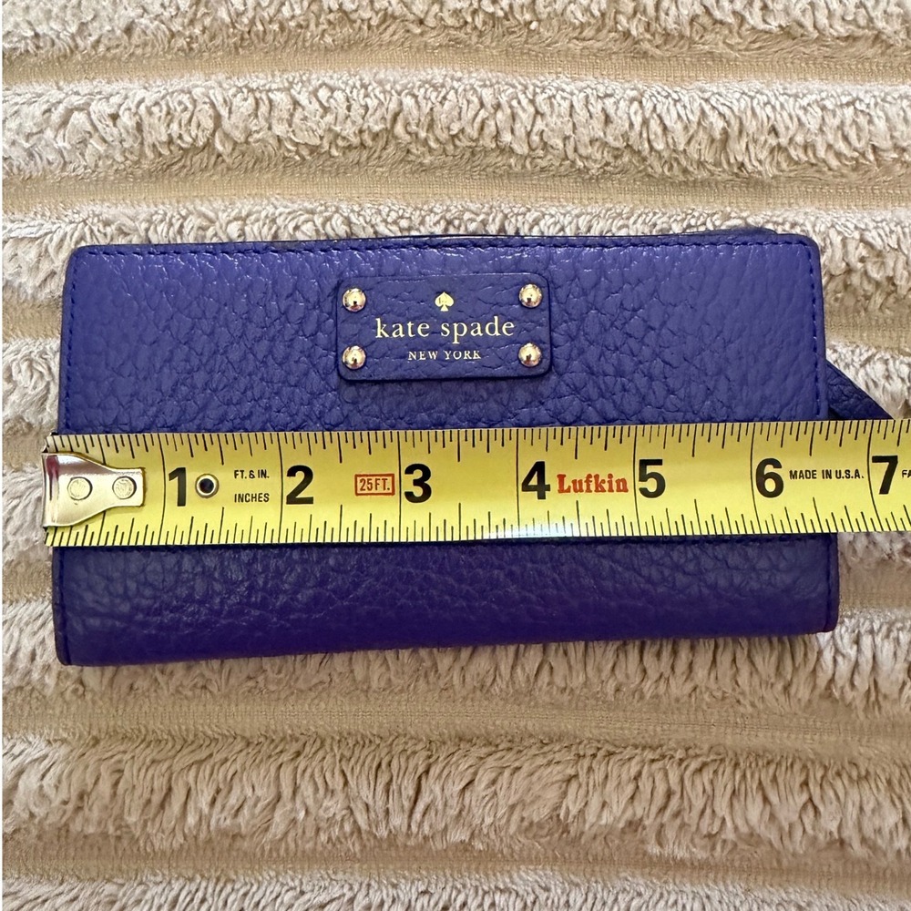 kate spade purple pebbled leather continental wallet with gold hardware - Picture 12 of 13